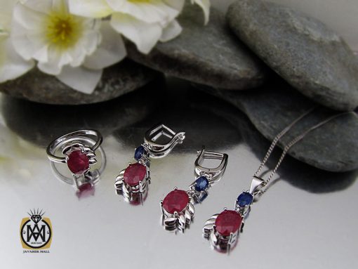 سرویس یاقوت سرخ و کبود طرح ماهگل زنانه - کد 7149 - تصویر 10