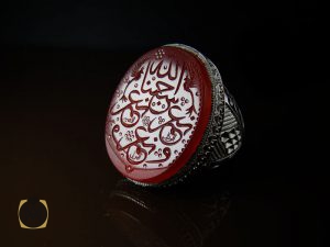 00 انگشتر عقیق یمن کلکسیونی و درشت با حکاکی خط ثلث حسبنا الله ونعم الوكيل نعم المولى ونعم النصير مردانه - کد 10116 - تصویر 6
