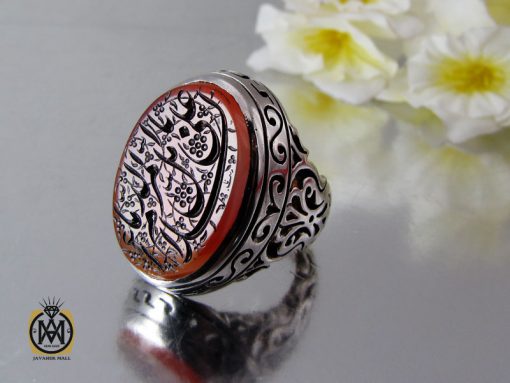 انگشتر عقیق درشت با حکاکی السلام على المرمل بالدماء مردانه - کد 10117 - تصویر 6