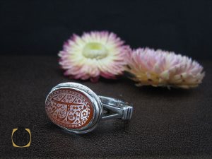 00 انگشتر عقیق یمن با حکاکی یا منتهی کل شکوی استاد احمد مردانه - کد 10123 - تصویر 6