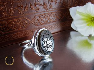 00 انگشتر عقیق جزع یمن با حکاکی یا زهرا مردانه - کد 10129 - تصویر 6