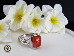 انگشتر عقیق یمن با حکاکی یا علی (ع) مردانه دست ساز - کد 10132 - تصویر 6