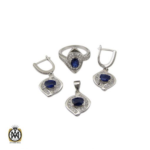 1 سرویس یاقوت کبود اصل پر نگین طرح پرستو زنانه - کد 7179 - تصویر 1