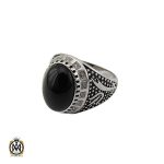 انگشتر عقیق مشکی مردانه - کد 10164