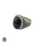 انگشتر عقیق مشکی مردانه اصل و معدنی - کد 10165