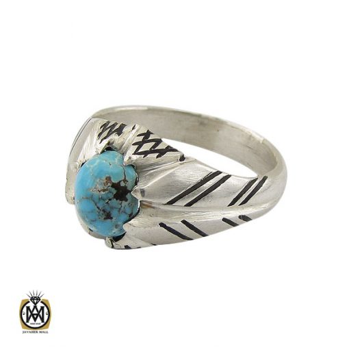 1 انگشتر فیروزه نیشابوری مردانه  - کد 10175 - تصویر 1