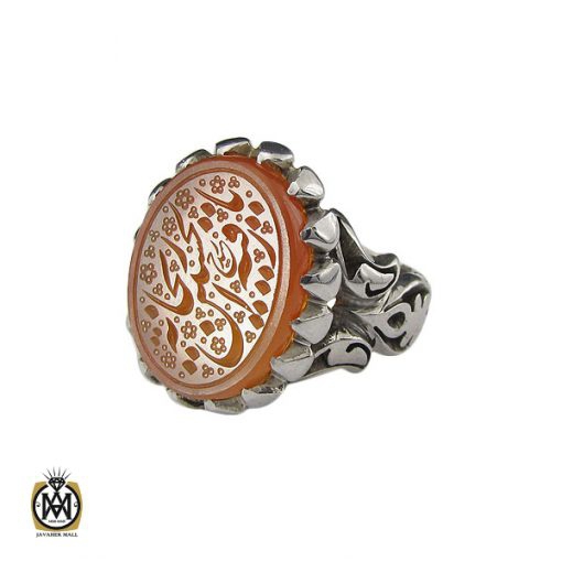 1 انگشتر عقیق یمن با حکاکی یا رقیه ریحانه الحسین استاد حیدر مردانه - کد 10124 - تصویر 1