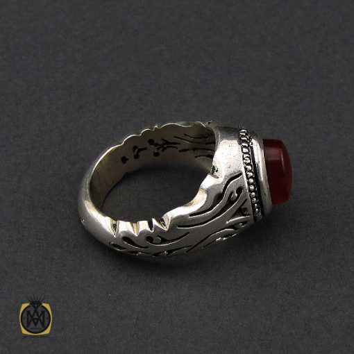 انگشتر عقیق یمن خوش رنگ مردانه دست ساز - کد 10143 - تصویر 2