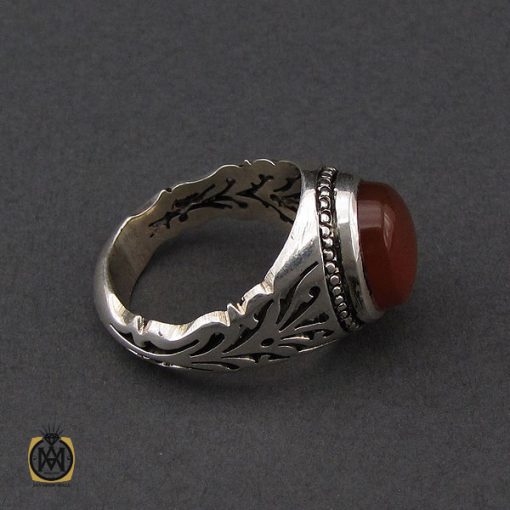 انگشتر عقیق یمن خوش رنگ مردانه دست ساز - کد 10144 - تصویر 2