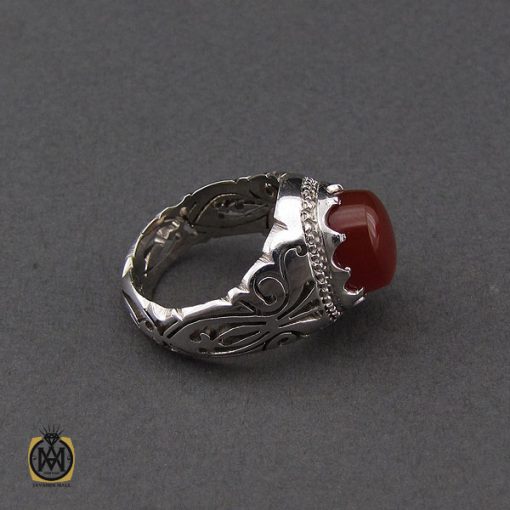 انگشتر عقیق یمن خوش رنگ مردانه دست ساز - کد 10145 - تصویر 2