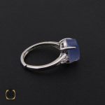 2 انگشتر عقیق یمن کبود طرح آفتاب زنانه - کد 2094 - تصویر 2