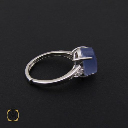 انگشتر عقیق یمن کبود طرح آفتاب زنانه - کد 2094 - تصویر 2