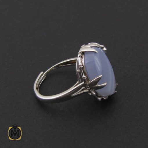 انگشتر عقیق یمن کبود طرح گلبرگ زنانه - کد 2097 - تصویر 2