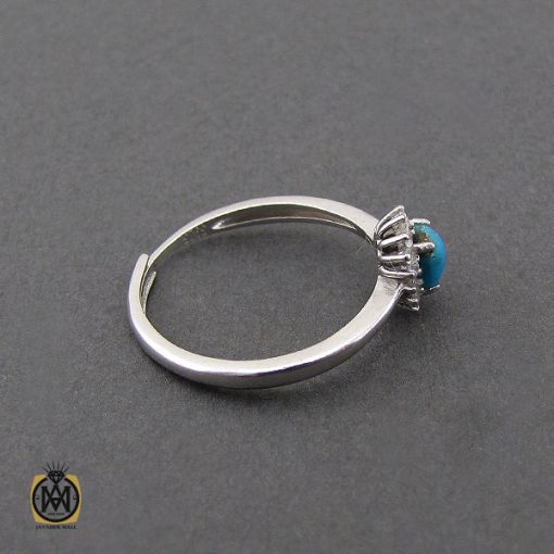 انگشتر فیروزه نیشابور طرح شاپرک زنانه - کد 2121 - تصویر 2