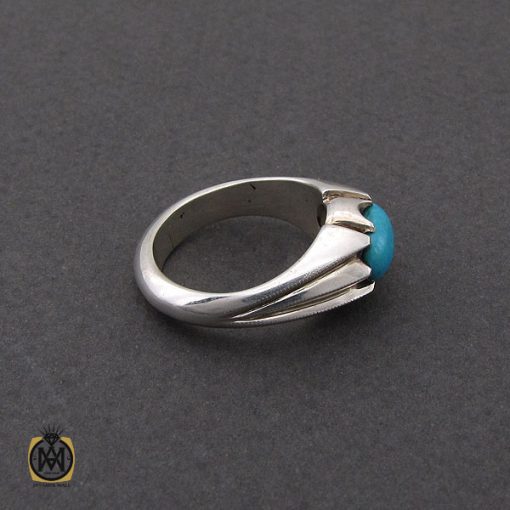 2 انگشتر فیروزه نیشابور مرغوب مردانه هنر دست استاد شرفیان - کد 10079 - تصویر 3