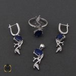 سرویس نقره یاقوت کبود اصل طرح پرنیا زنانه - کد 7176 - تصویر 2