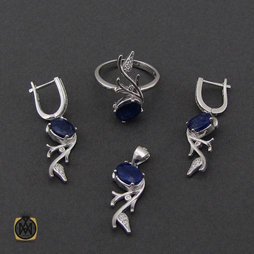 سرویس نقره یاقوت کبود اصل طرح پرنیا زنانه - کد 7176 - تصویر 2