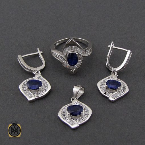 2 سرویس یاقوت کبود اصل پر نگین طرح پرستو زنانه - کد 7179 - تصویر 2