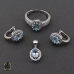 سرویس توپاز آبی طرح چکامه زنانه - کد 7184 - تصویر 2