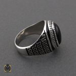 انگشتر عقیق مشکی با رکاب نقره مردانه - کد 10154 - تصویر 2