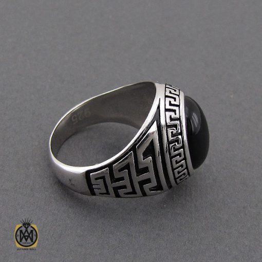 2 انگشتر عقیق مشکی مردانه - کد 10161 - تصویر 2