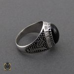 انگشتر عقیق مشکی مردانه - کد 10164 - تصویر 2