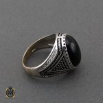 انگشتر عقیق مشکی مردانه اصل و معدنی - کد 10165 - تصویر 2