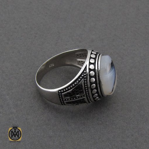 2 انگشتر عقیق شجر مردانه خوش نقش - کد 10102 - تصویر 2