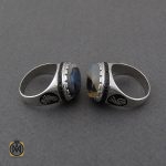 انگشتر عقیق شجر مردانه رکاب طرح صفوی بسم الله - کد 10103 - تصویر 2