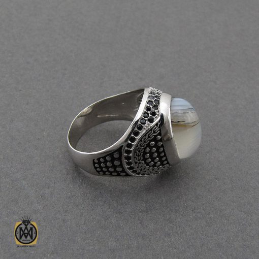 انگشتر عقیق شجر مردانه خوش نقش - کد 10105 - تصویر 2