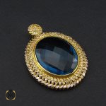 مدال توپاز لندن و الماس طرح لعیا زنانه - کد 3185 - تصویر 2