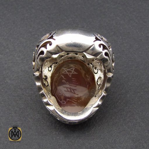 انگشتر عقیق درشت با حکاکی السلام على المرمل بالدماء مردانه - کد 10117 - تصویر 2