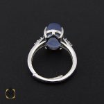 3 انگشتر عقیق یمن کبود طرح آفتاب زنانه - کد 2094 - تصویر 3