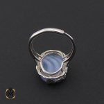 3 انگشتر عقیق یمن کبود طرح گلبرگ زنانه - کد 2097 - تصویر 3
