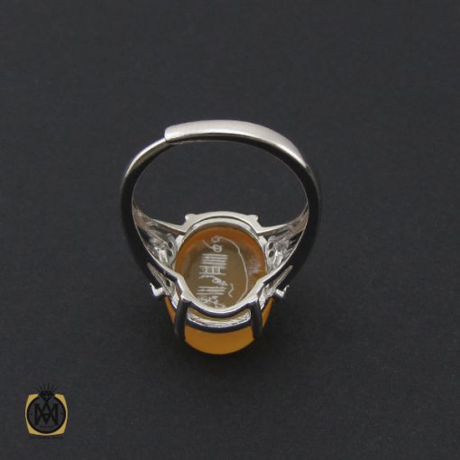 انگشتر عقیق یمن زنانه با حکاکی شرف الشمس طرح نیکا - کد 2114 - تصویر 3