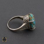 انگشتر فیروزه نیشابور طرح طلوع زنانه - کد 2126 - تصویر 3