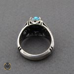 انگشتر فیروزه نیشابوری رکاب شبکه ای مردانه - کد 10082 - تصویر 2