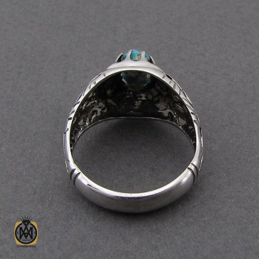 انگشتر فیروزه نیشابوری مردانه - کد 10085 - تصویر 3