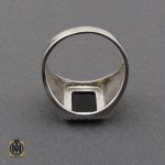 انگشتر عقیق مشکی مردانه - کد 10155 - تصویر 3