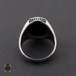 انگشتر عقیق مشکی با رکاب نقره مردانه - کد 10156 - تصویر 3