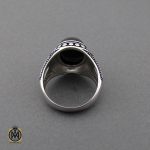 انگشتر عقیق مشکی مردانه - کد 10162 - تصویر 3