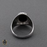 انگشتر عقیق مشکی مردانه - کد 10164 - تصویر 3