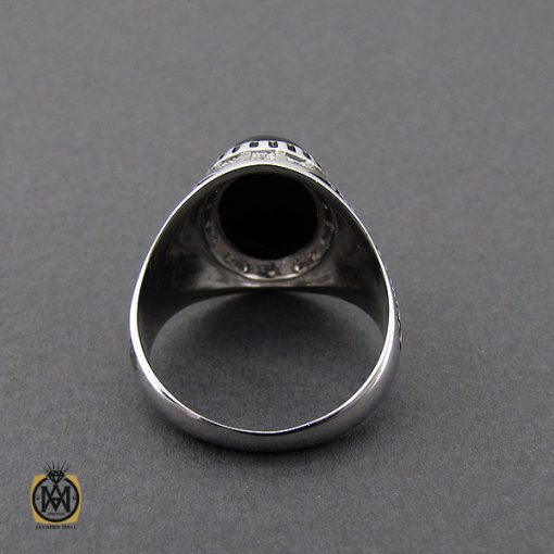 انگشتر عقیق مشکی مردانه - کد 10164 - تصویر 3