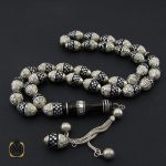 3 تسبیح 33 دانه یسر اکسترا، نقره و استخوان مرصع کاری کلکسیونی - کد 4177 - تصویر 3