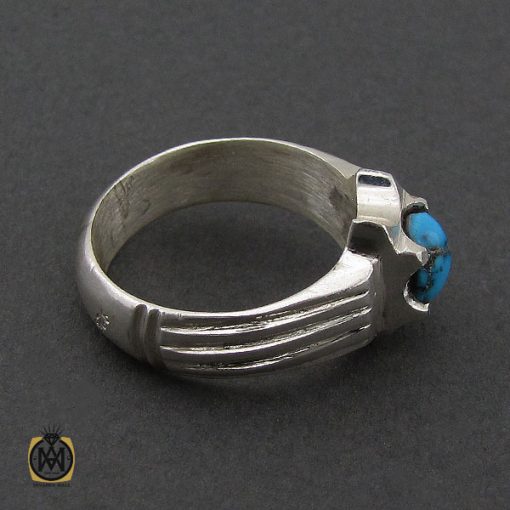 انگشتر فیروزه نیشابوری مردانه  - کد 10173 - تصویر 3