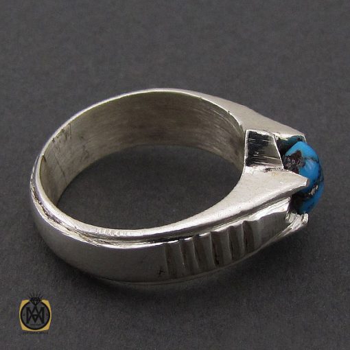 انگشتر فیروزه نیشابوری دست ساز مردانه  - کد 10174 - تصویر 3