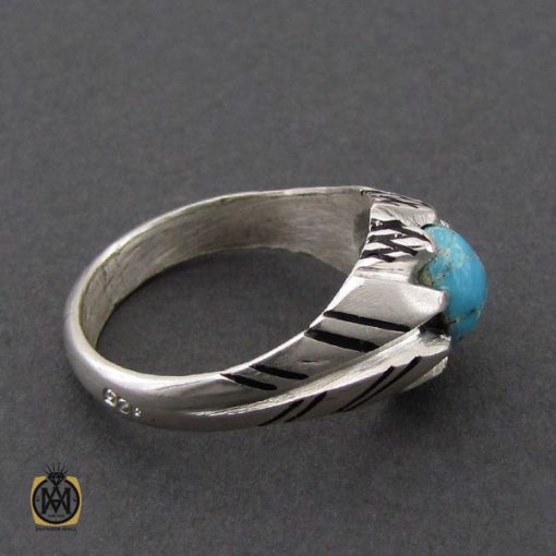 3 انگشتر فیروزه نیشابوری مردانه  - کد 10175 - تصویر 3