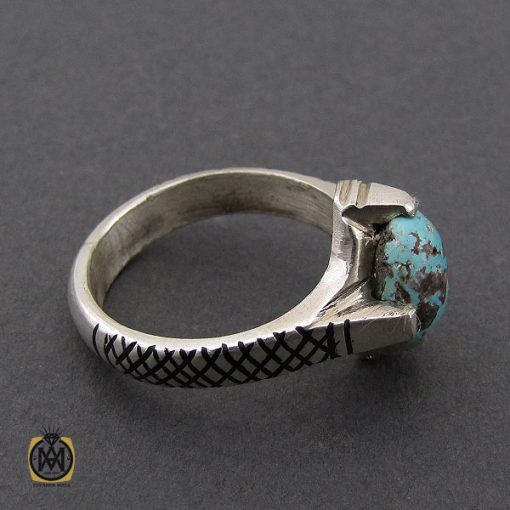 انگشتر فیروزه نیشابوری مردانه  - کد 10176 - تصویر 3