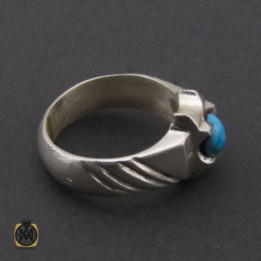 3 انگشتر فیروزه نیشابوری مردانه  - کد 10177 - تصویر 3