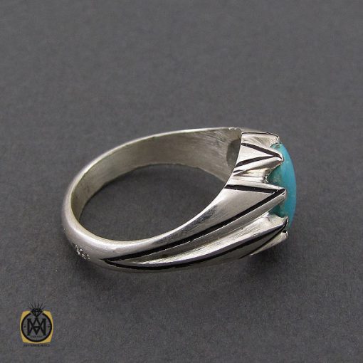 انگشتر فیروزه نیشابوری مردانه  - کد 10178 - تصویر 3